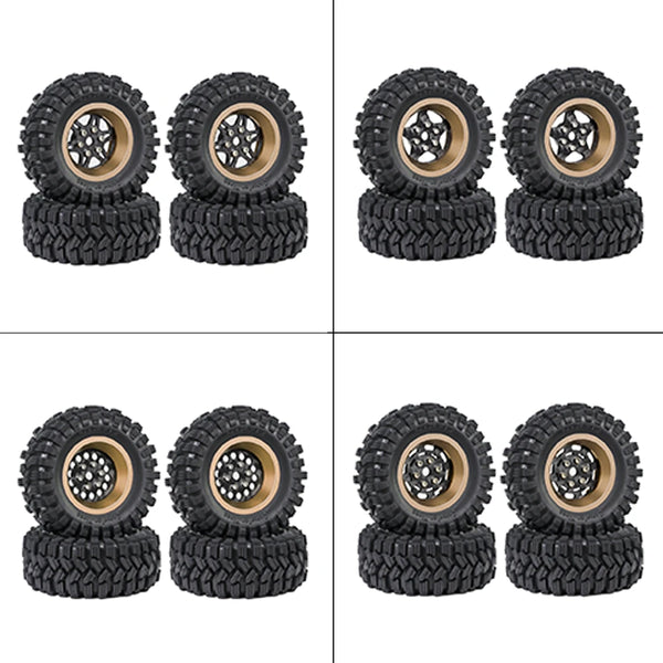 4PCS Upgraded Tires Carbon Fiber Wheel Rims for FMS SCX24 TRX4M 1/18 RC Cars Vehicles Models Spare Parts Accessories