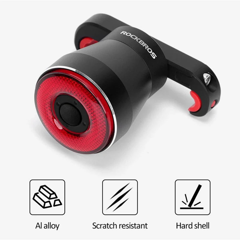 ROCKBROS Q5 Smart Auto Brake Sensing Bicycle Taillight Vibration Sensor Wake-up IPX6 Waterproof USB Charging Bike Rear Light for Night Riding
