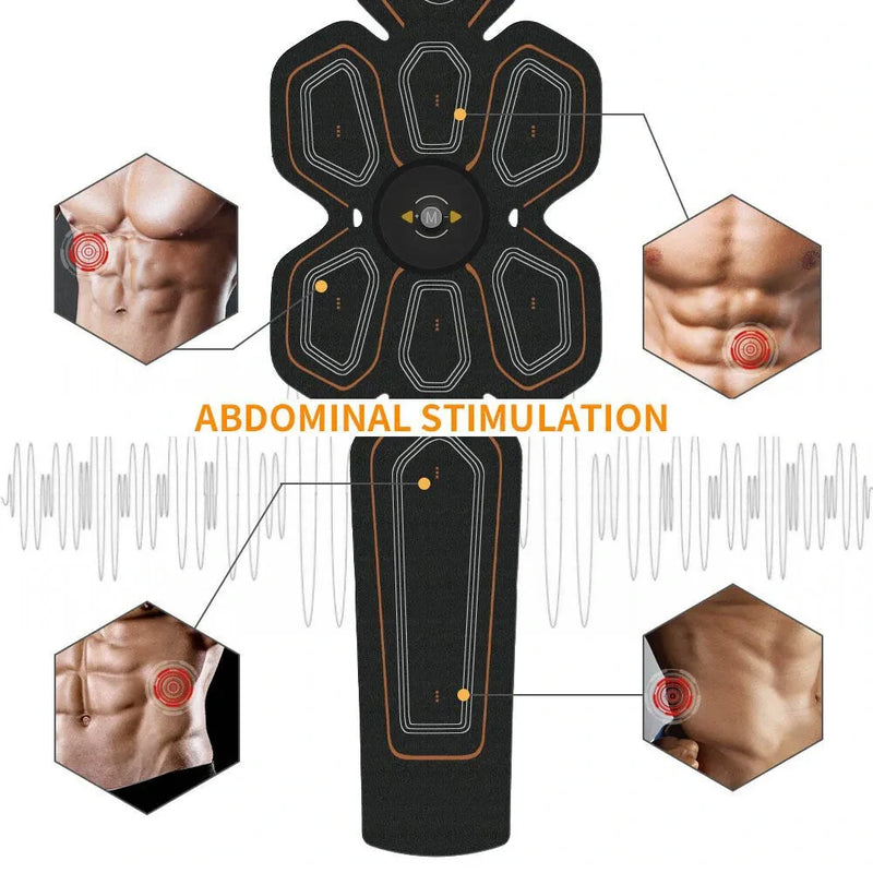 EMS Muscle Stimulator Abdominal Shaping Belt Muscle Exercise Instrument Abdominal Muscle Patch Fitness Equipment for Men Women's Abdominal Arm Leg Home Office Exercise