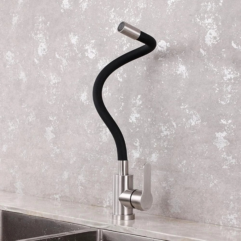 360 Rotatable 304 Stainless Steel Kitchen Silicone Tube Faucet Hot And Cold Brushed Universal Rotatable Vegetable Sink Faucet