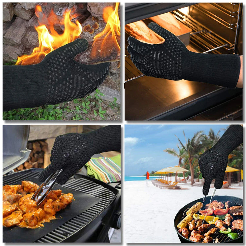 Heat Resistant BBQ Gloves Multi-purpose Grilling Gloves 1472 F Heat Resistant Grilling Gloves Grilling Set for Grilling Baking