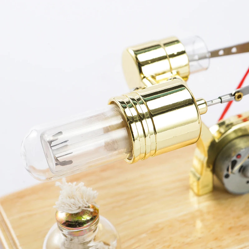 LL-009 Hot Air Stirling Engine Kit Model Electricity Generator Physical Generator Model with LED Light Flywheel Design Science Experiment Learning Education Toys