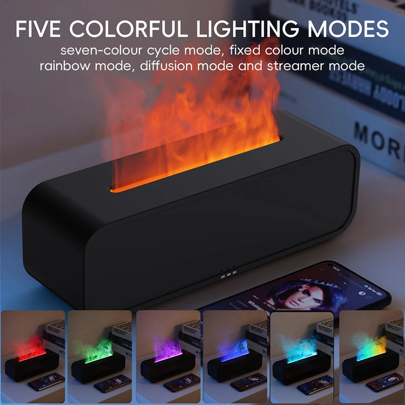 Tevorex 250ML Colorful Flame Aromatherapy Diffuser Dynamic Fire Flame  Cool Mist Humidifier with 7 Colors Light Remote Control Timer and Auto Off Function for Home Office