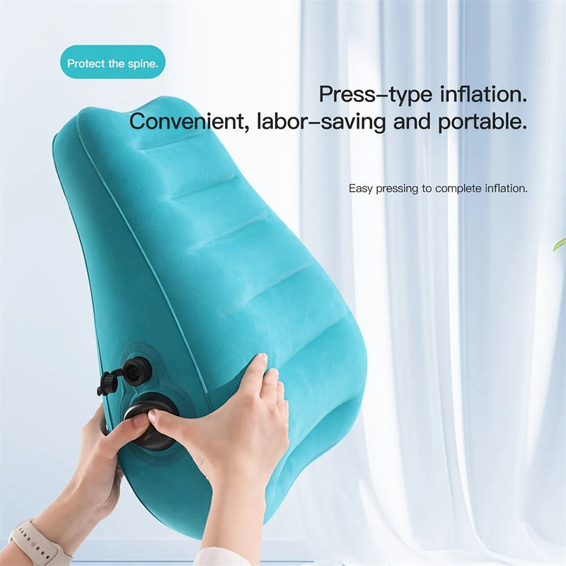 IPRee Ergonomic Inflatable Lumbar Support Pillow, Press Type Cushion, Enhances Back Comfort During Long-distance Flights Trains & Office Use