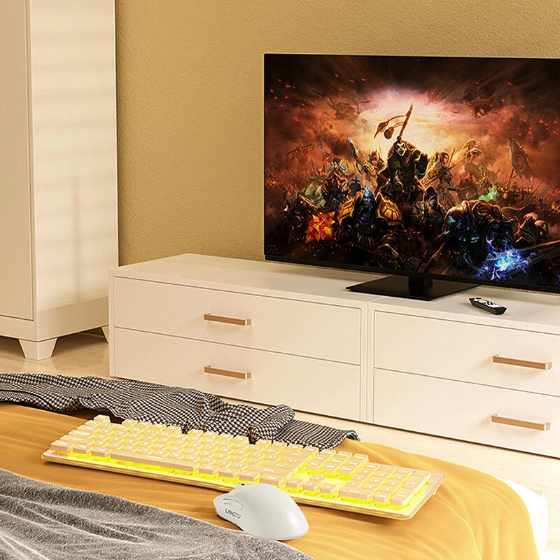 LANGTU LT600 104 Keys 2.4G RGB Wireless Keyboard Mechanical Feel Membrane Touch Silent Wireless Waterproof Keyboard for PC Laptop Office