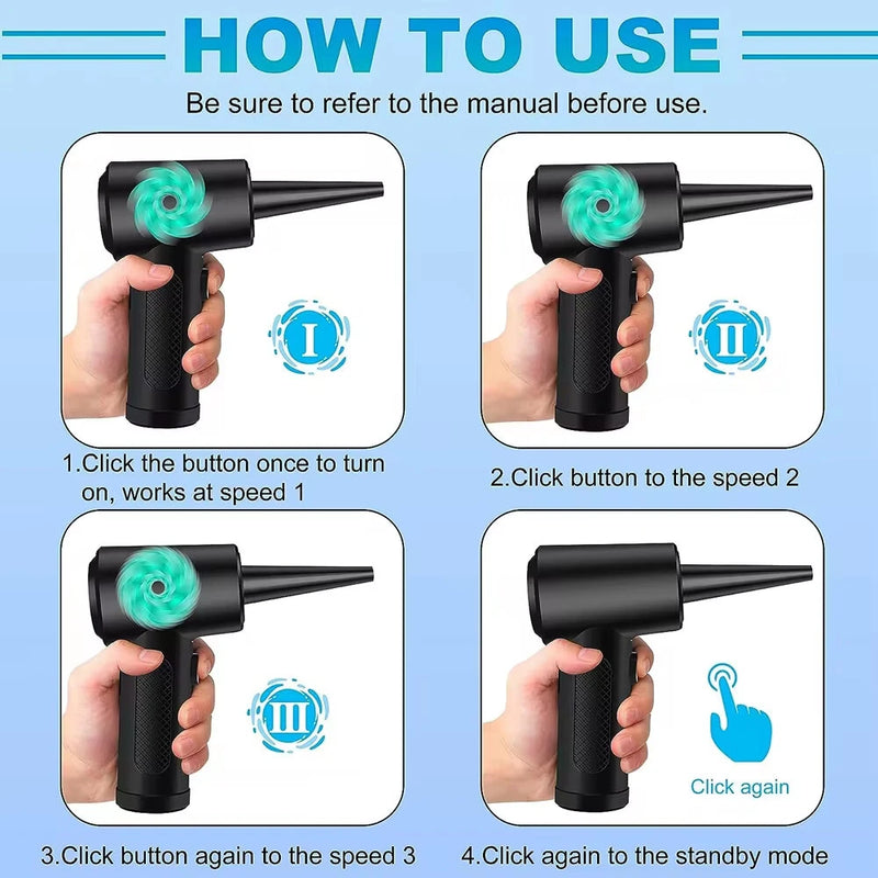 51000RPM Rechargeable Cordless Handheld Dust Blower with Cleaner Brush Portable Electric Compressed Air Duster Electronics Cleaner Dust Blower