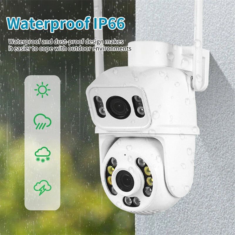Guudgo 6MP HD 5X Zoom Dual Lens Security Camera WIFI PTZ IP66 Waterproof Night Vision 2-Way Audio Surveillance CCTV Cameras ICSEE APP Outdoor Camera