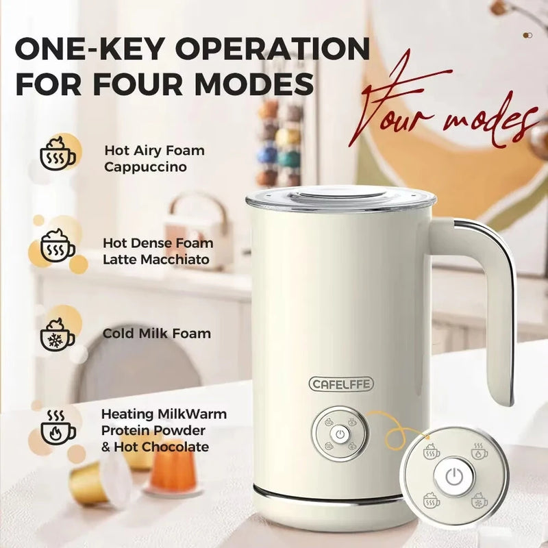 CAFELFFE MK-202 4-in-1 Electric Milk Frother Frothing Foamer Chocolate Mixer Cold/Hot Latte Cappuccino Fully Automatic Milk Warmer