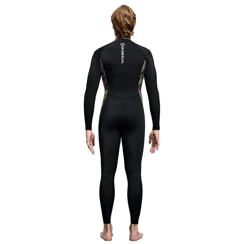 DIVE&SAIL Men Full Body Dive Skins Wetsuit UPF50+ Sun Protection Quick-drying One-piece Long Sleeve Diving Top Pant Front Zip High Elastic Thin Snorkeling Clothes for Surfing Swimming