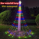 198 LED Five-Pointed Star Light Waterfall Light Water Trailing Light Christmas Holiday Decoration Light Garden Star Light String 8 Mode Function