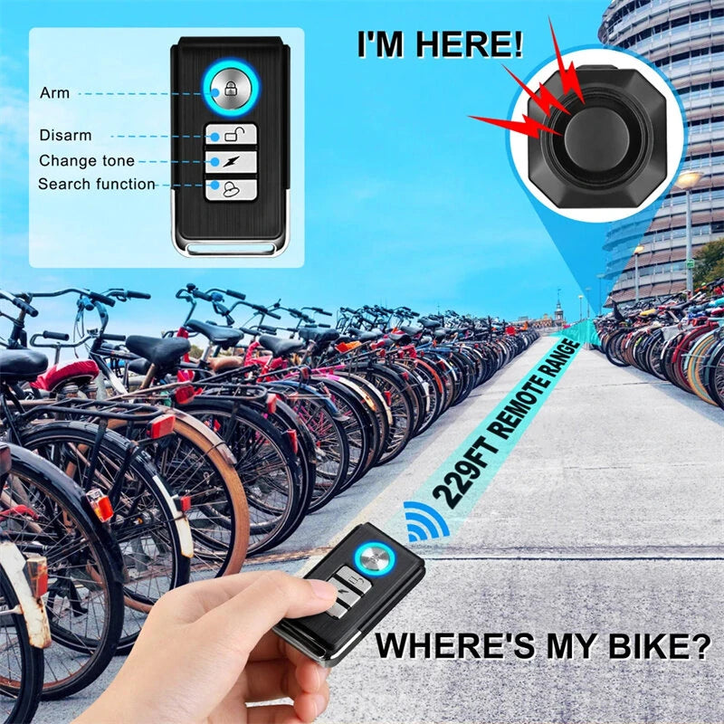 XANES 110dB Bicycle Anti-theft Alarm Lock Wireless Control 70m Range 180 Days Standby USB Rechargeable Waterproof Vibration Alarm for Electric Scooter Bicycle Motorcycle Security Device