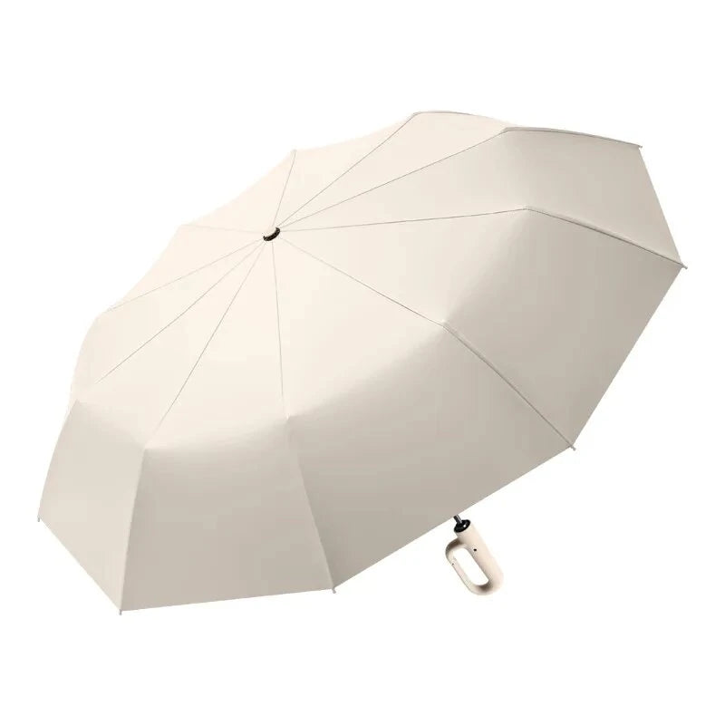 10 Ribs Fully Automatic Handle Umbrella 106cm Detachable Handle Reverse Opening UV Umbrella with Windproof Reflective Stripe Reverse Fold Umbrella Carabiner Travel