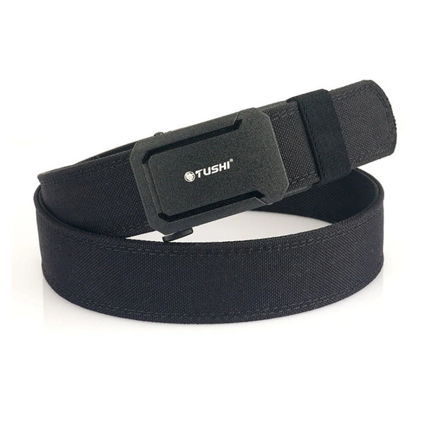 TUSHI 120cm Mens Automatic Buckle Tactical Belt Military Sturdy Nylon Belt for Outdoor Work Business Police Duty