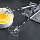 Stainless Steel Semi-Automatic Egg Beater Press Rotating Egg Beater Stir Bar Household Cream Egg Mixer Baking Gadget
