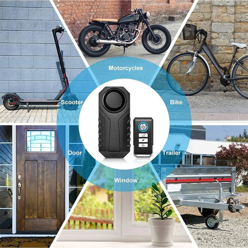 Bicycle Alarm 113dB Anti-Theft Wireless Vibration Remote Control Bike Motorbike Alarms Home Outdoor Security Protection