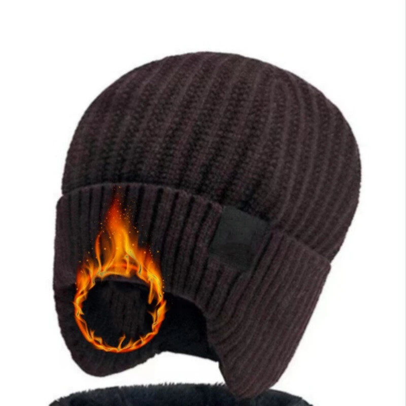 XANES Winter Bike Knitted Hat Outdoor Plush Warmth Cap Peaked Earmuff Fashion Casual Faux Fur Lined Bomber Hats Cycling Ear Protection