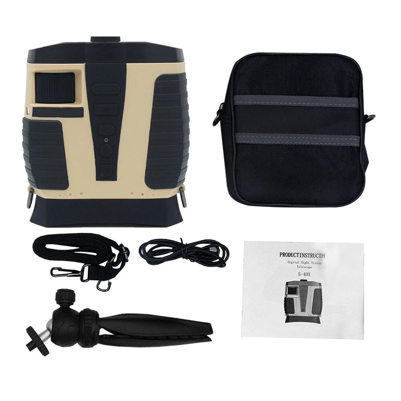 Binoculars with Camera Night Vision Scope 4X Optical Zoom 8X Digital 3" LCD Screen 2.5K Video 3W IR Waterproof IP65 for Hunting Outdoor Telescope