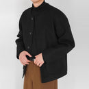 INCERUN Mens Solid Button Front Casual Tweed Jacket Comfortable Crew Neck Outerwear with Side Pockets Large Size S-5XL for Fall