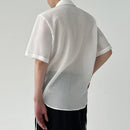 INCERUN Mens Shirt Solid Color Slightly Transparent Lapel Shirt Casual Short Sleeve Breathable Top Summer Daily Male Clothing