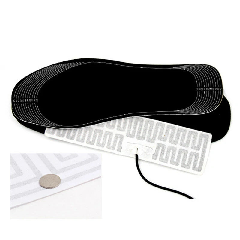 TENGOO 1Pair Electric Heated Insoles Croppable Thermal Comfortable USB Rechargeable Insoles for Winter Outdoor Skiing