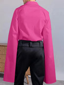 Men Irregular Flared Long Sleeve Lapel Collar Loose Fit Shirt