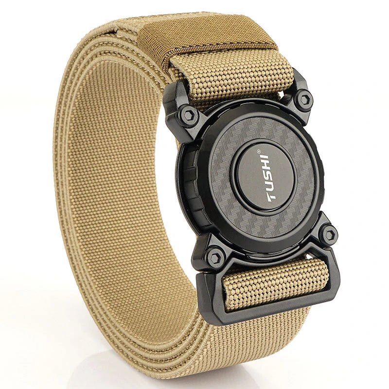TUSHI 2023 Hot Sell Men Belt 125cm*3.8cm Elastic Polyester Waistband New Design Metal Quick Release Buckle Tactical Girdle