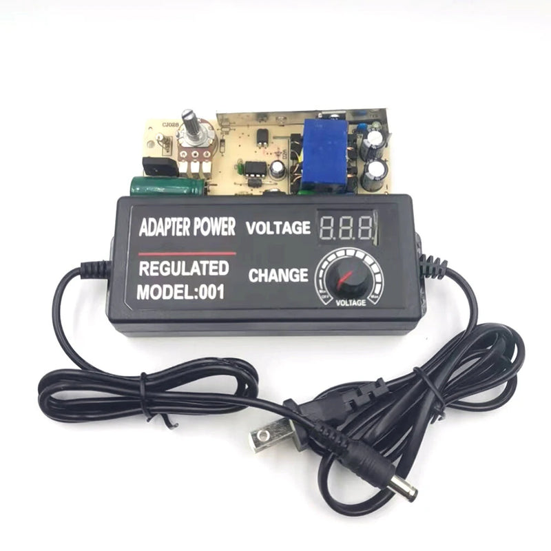 3-36V2A Adjustable Voltage Power Adapter with Clear Display Universal Input and High-Efficiency Operation Customizable AC/DC Cable Lengths Ideal for Various Devices Worldwide