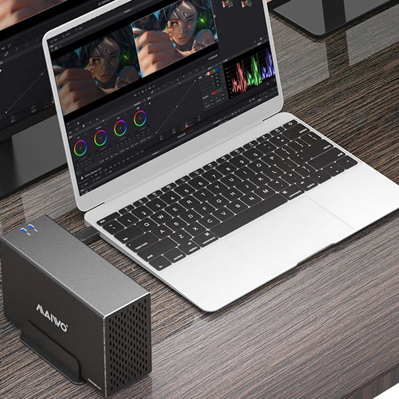 MAIWO 3.5'' HDD SATA RAID Storage Enclosure 5Gbps/10Gbps Dual Bay Hard Drive Docking Station to USB3.1 Type-C Gen2 with 4 Raid
