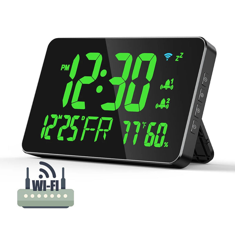 LED Graffiti Clock Automatic Time Calibration Wifi Temperature And Humidity Atomic Clock Mirror Clock  Four Levels of Brightness Adjustment