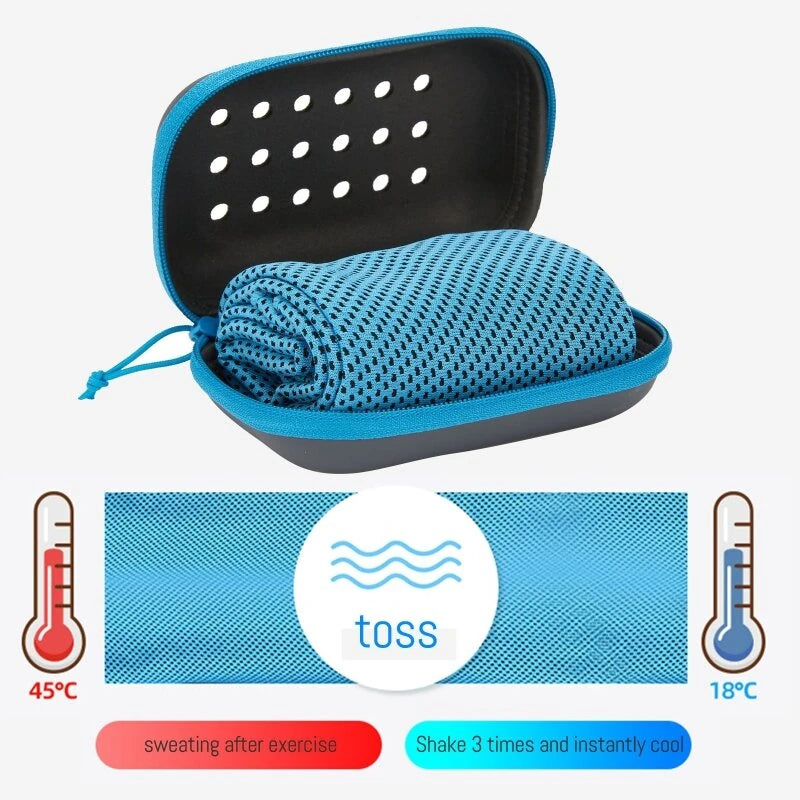 KALOAD 1 PCS Quick-Dry Cooling Towels with Storage Box Soft Breathable Sweat Absorption Cold Head Scarves for Sports Running Yoga Gym