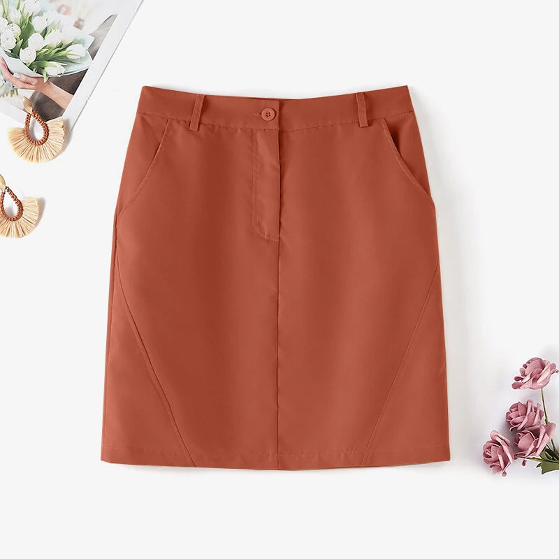ZANZEA Women Street Fashion OL Work Skirts Side Pockets Plain Zipper Commute Mini Pencil Overskirts