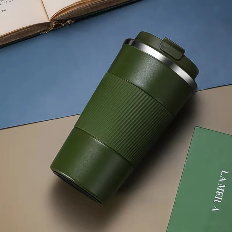 IPRee 510ml Double Stainless Steel Coffee Thermos Mug with Non-Slip Case Car Vacuum Flask Travel Insulated Bottle Coffee Cup Mug Milk Cup