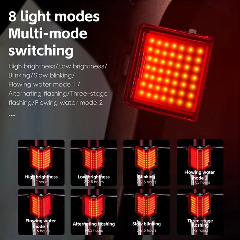 WEST BIKING 270 Curved Bicycle Taillights 8 Lighting Modes IP65 Waterproof Type-C Charging Warning Bike Rear Light for Night Riding Safety