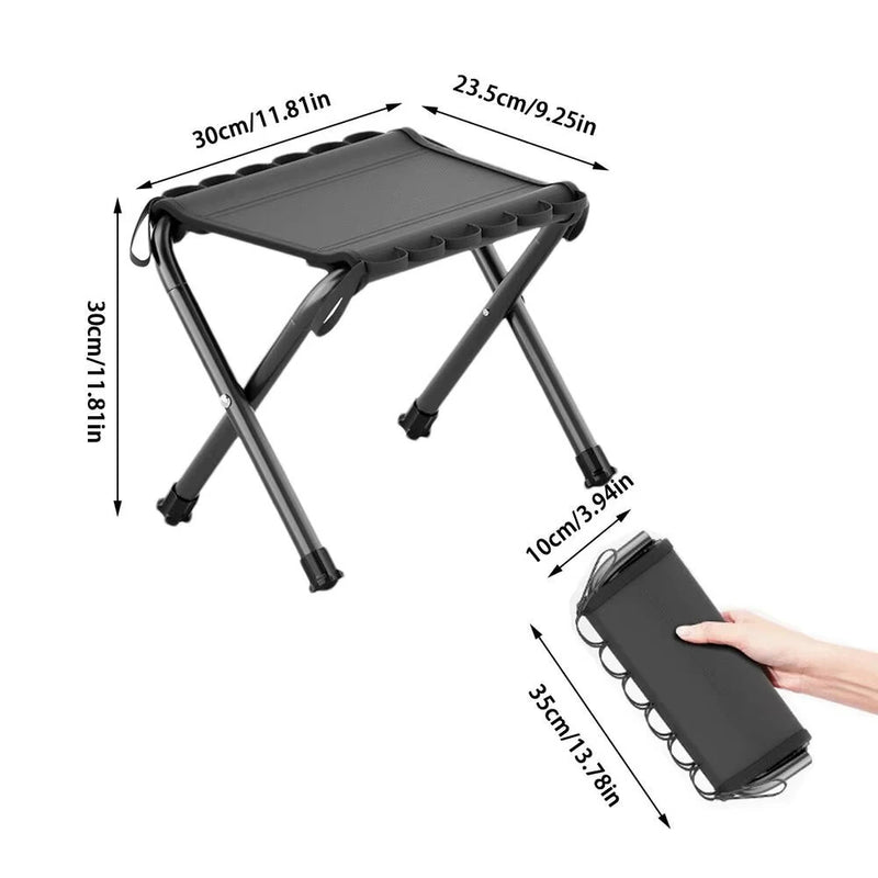 IPRee Outdoor Portable Folding Stool Oxford Cloth Folding Stool Nonslip Camping Stool Chair Waterproof Fishing Chair Picnic Seat Tools