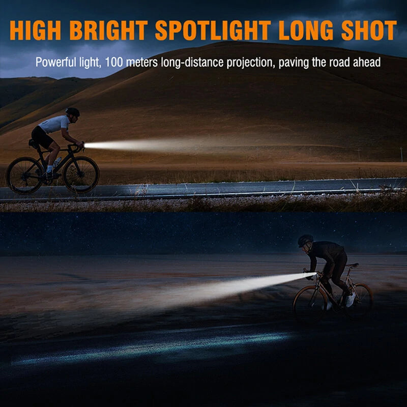 1500Lm Super Bright Bike Headlights IP67 Waterproof Various Lighting Modes Type-C Fast Charge Aluminum Alloy Bicycle Front Light Flashlight