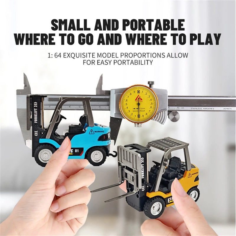 TRASPED HG4-244 RTR 1/64 2.4G Mini RC Car Alloy Forklift with Trailer Suppprt App Remote Control LED Light Sound Engineering Vehicle Desktop Toys Model Collection Gift For Boys