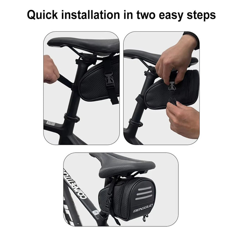 BENGGUO 1L Portable Bike Saddle Bag Hang Taillight Reflective Large Capacity Bicycle Under Seat Storage Pack for Outdoor Cycling