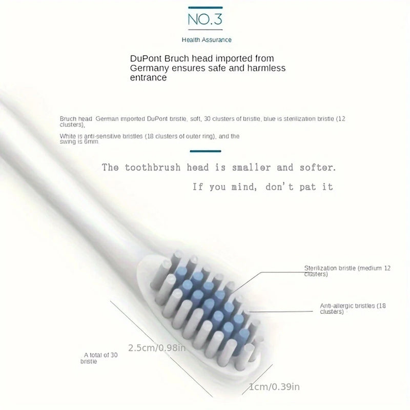 Ultrasonic Electric Toothbrush USB Charging Toothbrush for Adults Children Soft Bristles Portable Waterproof Brush Kit with 4 Brush Heads