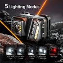 WARSUN 750 Lumens Rechargeable Lightweight Headlamp with Motion Sensor Running & Helmet Light LED Head Torch 5 Modes for Night Running Fishing Camping Cycling Work