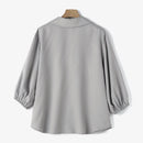 ZANZEA Women's Blouse Commute New Fashion Lantern Sleeve V-Neck Lapel Solid Office Top Shirt