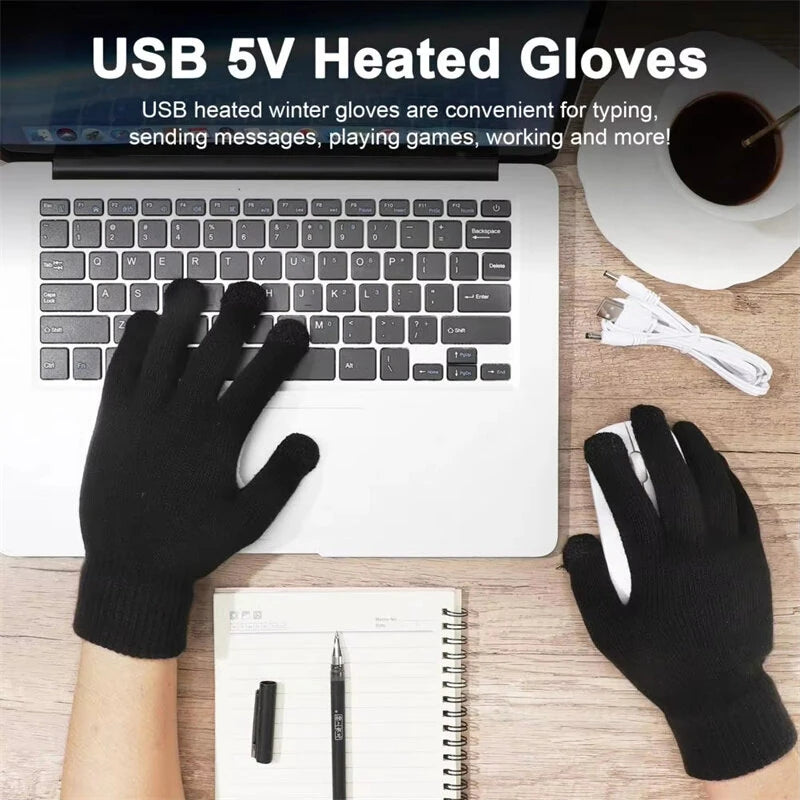 TENGOO Winter Electric Heated Gloves USB Rechargeable Electric Heated Gloves Warm Gloves for Men Women Motorcycle Snowboard Cycling Unisex Hand Warmer Driving