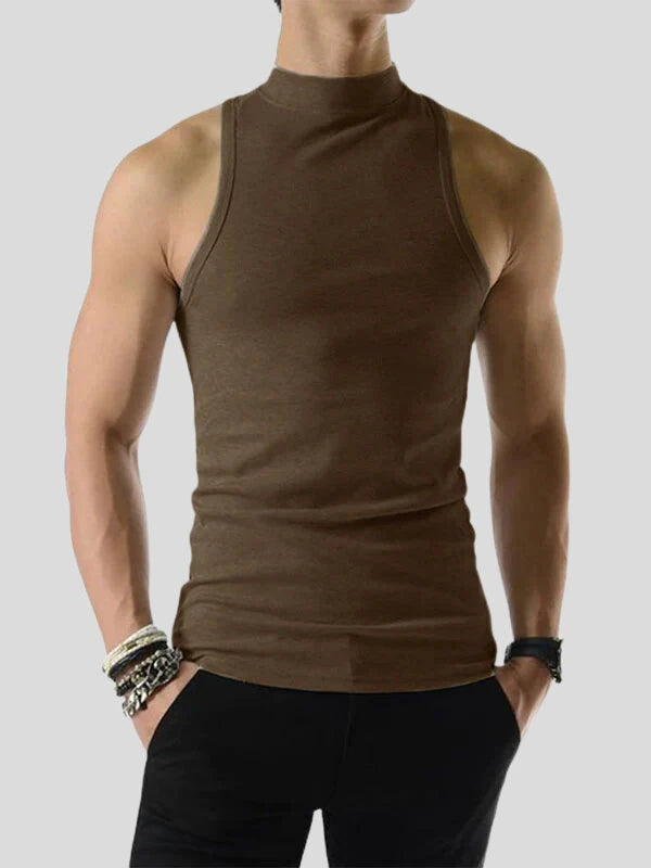INCERUN Mens Fashion Solid Color Knitted Elastic Tank Top