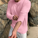 INCERUN Mens Ruched Textured Long-Sleeve T-Shirt Comfortable Quick Dry Crew Neck Top for Male S-5XL