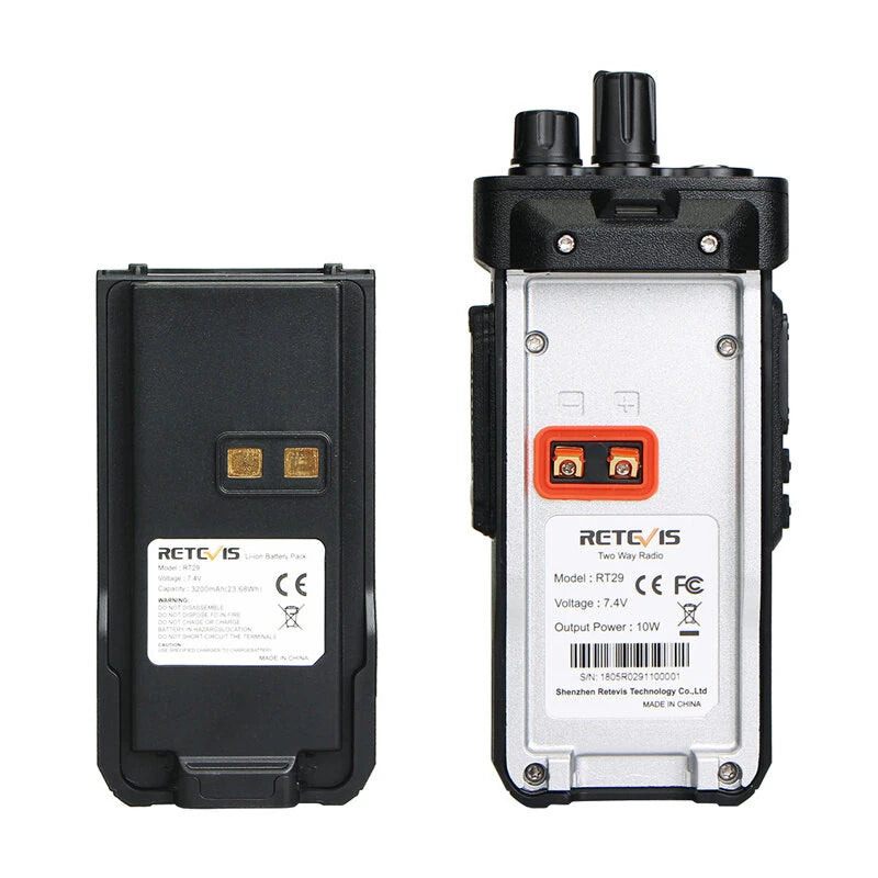 Retevis RT29 10W High Power Walkie Talkie IP67 Waterproof 10km Long Range 3200mAh Battery Emergency Alarm CTCSS DCS Two-way Radio