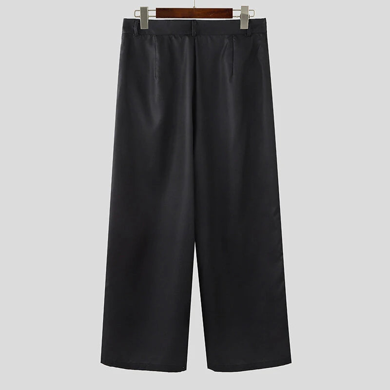 INCERUN Mens Casual Print Color Block Pant Zipper Button Casual Loose Fit Long Pants with Pockets for Men S-5XL