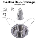 Stainless Steel Removable Chicken Roasting Rack Plate Grilled Chicken Rack Camping Outdoor Barbecue Tray Grilled Chicken Home Kitchen Fork Chicken Rack