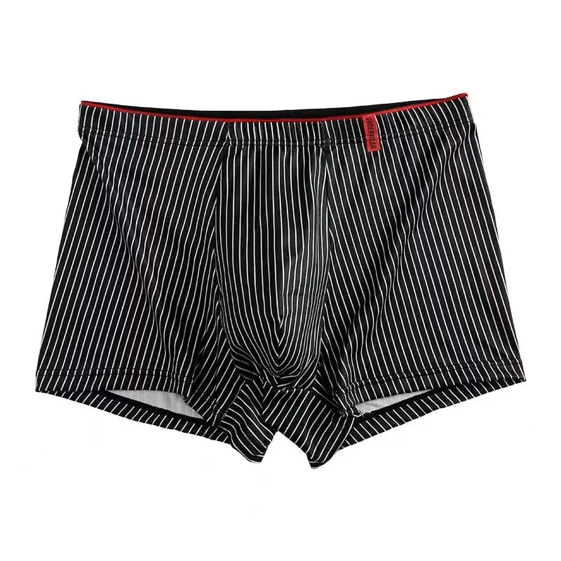 4pcs Men's Underwear Sports Boxers, Casual Striped Boxer Trunks, Breathable Comfy High Stretch Boxer Panties
