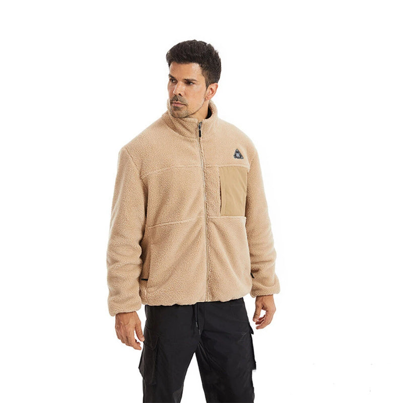 TENGOO HJ-04K 4 Heating Area Warm Comfortable Polar Fleece Stand Up Collar Zipper Jacket Casual Loose Coat