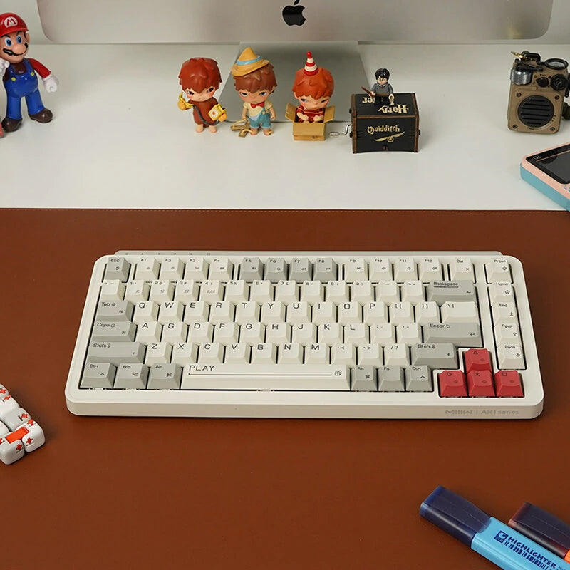 XIAOMI MIIIW ART Z830 83 keys RGB Mechanical Gaming Keyboard Tri-mode Gasket Structure Hot Swappable PBT Sublimation Keycaps 2.4G/BT/Wired Rechargeable E-sports Gamer Keyboards