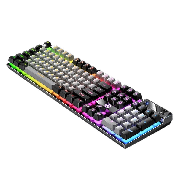 YINDIAO K500 104 Keys Wired Gaming Keyboard Mechanical-Feel Keycaps RGB Backlit USB E-sports Gamer Keyboards for PC Laptop Computer